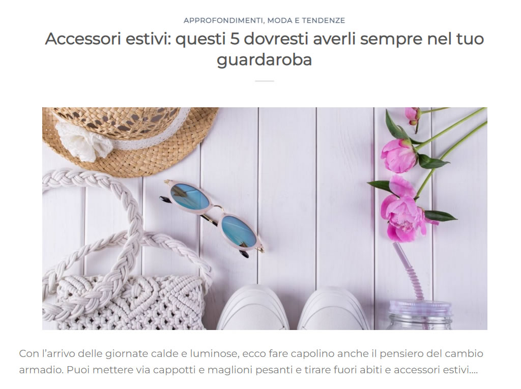Accessori estivi: questi 5 dovresti averli sempre nel tuo guardaroba