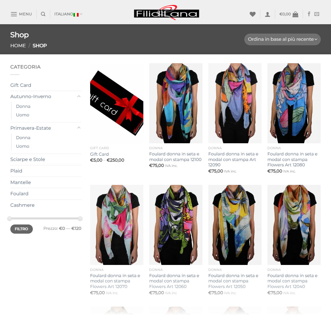 Sito web di Vertigo by FiliDiLana | Shop